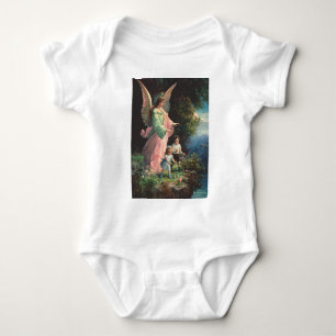 Guardian angel protecting children near a ledge baby bodysuit