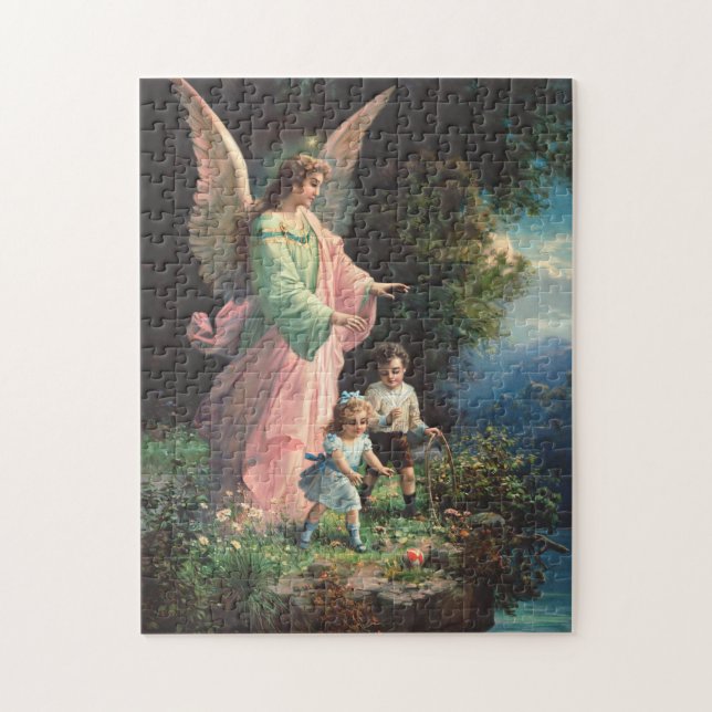 Guardian angel protecting children near a ledge jigsaw puzzle (Vertical)