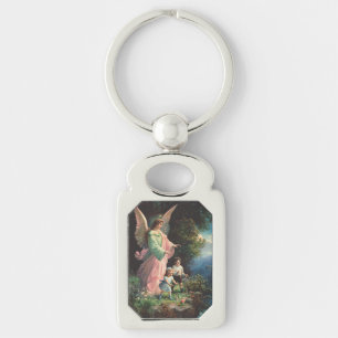 Guardian angel protecting children near a ledge keychain