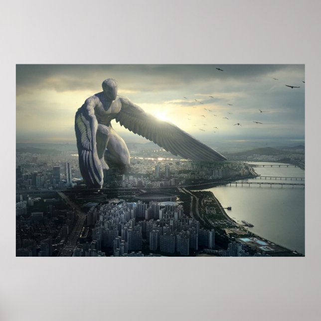 Guardian angel protecting the city poster (Front)