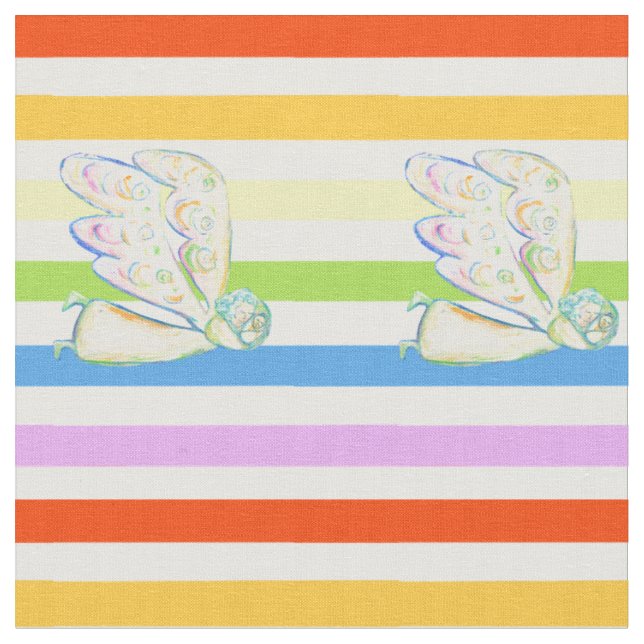 Guardian Angel Rainbow Stripe Fabric Art Material (Close Up)