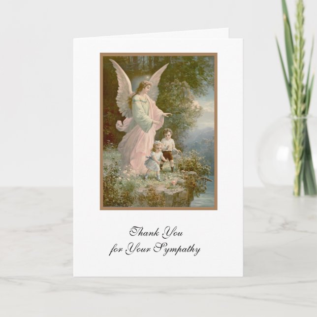 Guardian Angel Religious Condolence Thank You Card (Front)