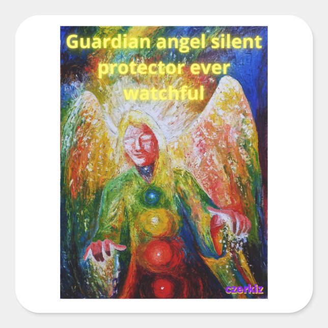 Guardian angel square sticker (Front)