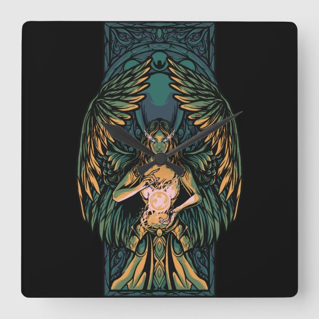 Guardian Angel Square Wall Clock (Front)