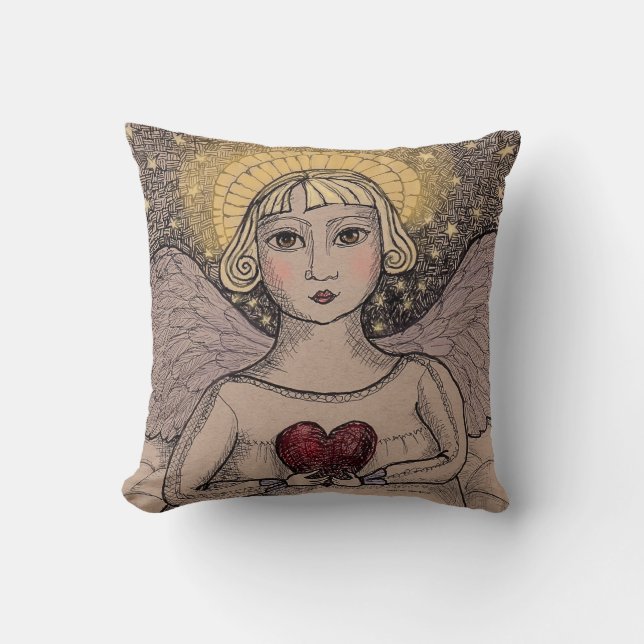 Guardian Angel Throw Pillow (Front)