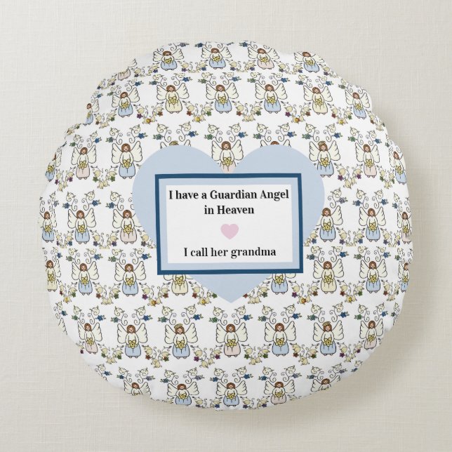 Guardian Angel Throw Pillow, Round Pillow (Front)