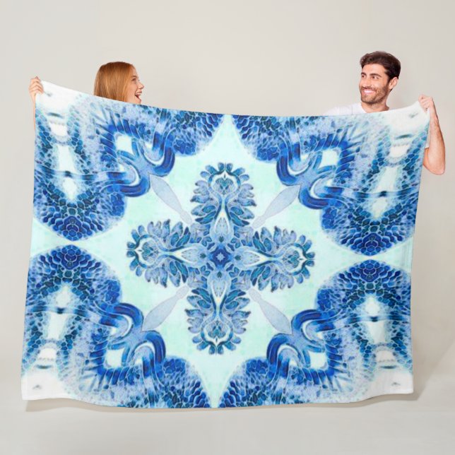 Guardian Angel Vintage Cross Grunge Pattern Fleece Blanket (In Situ)