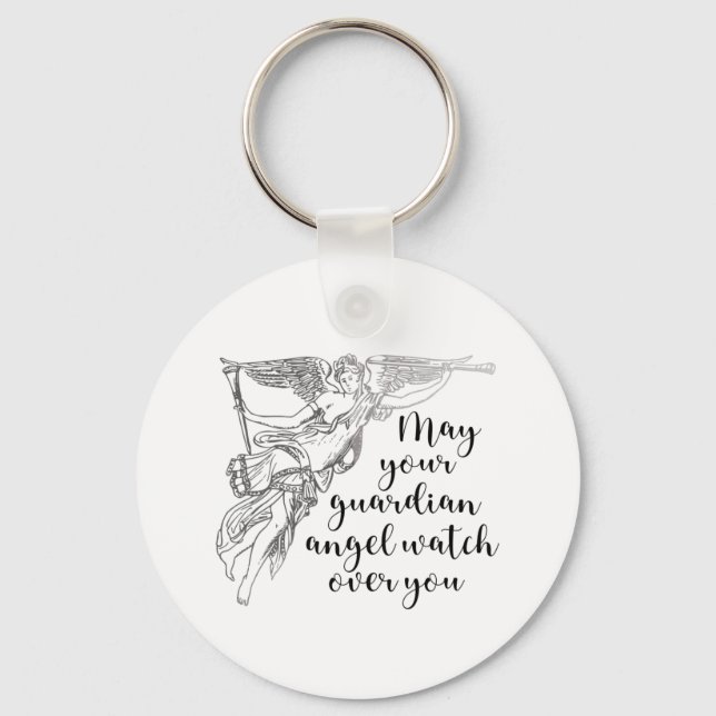Guardian Angel Watch Over You, Grief And Loss T-Sh Keychain (Front)