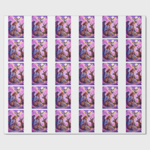 Guardian Angel with Forest Deer Artwork – Whimsica Wrapping Paper