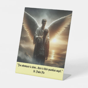 Guardian Angel With Man Pedestal Sign