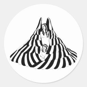 Guardian Angel Woman with little girl Art Classic Round Sticker