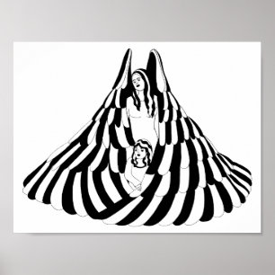 Guardian Angel Woman with little girl Art Poster