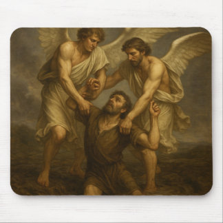 Guardian Angels Lifting a Man from Despair Mouse Pad