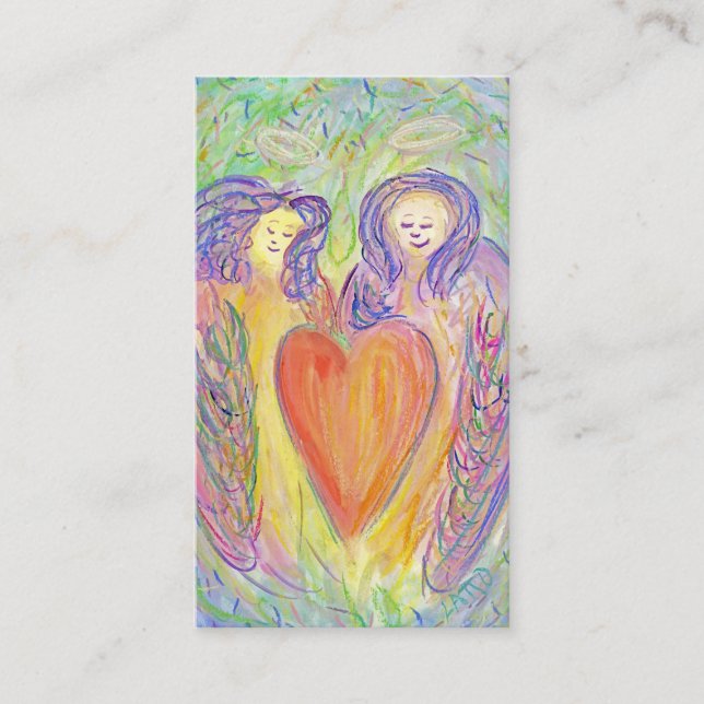 Guardian Angels Love Heart Art Carte de visite (Devant)