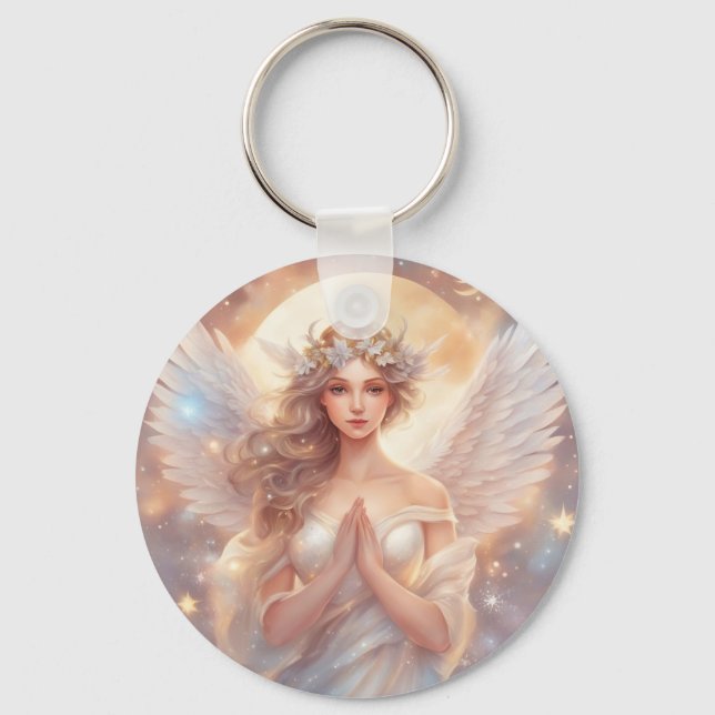 guardian angels, pastel paintings keychain (Front)