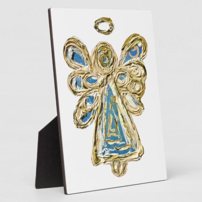 Guardian Blue Angel Painting Art Gift Plaque (Side)