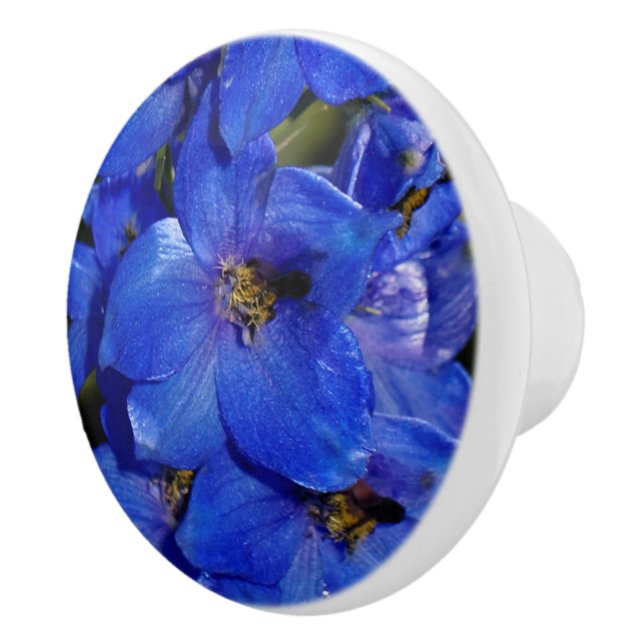Guardian Blue Delphiniums Larkspur Ceramic Knob (Right)