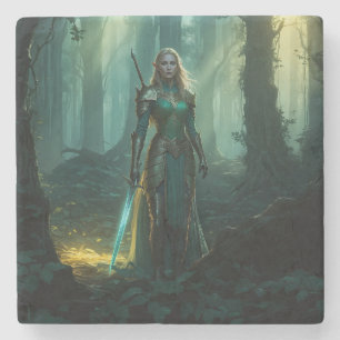 Guardian Elf of the Enchanted Realm Stone Coaster