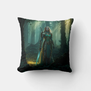Guardian Elf of the Enchanted Realm Throw Pillow