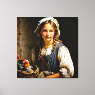 "Guardian of the Flock" Dutch Girl Portrait Canvas Print
