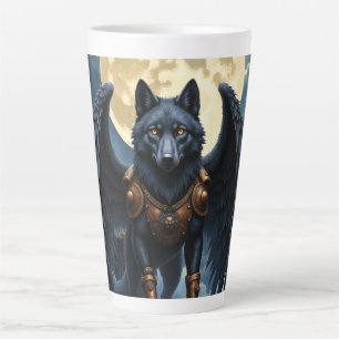 Guardian of the Moon – The Black Winged Wolf Latte Mug