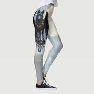 Guardian of the Moon – The Black Winged Wolf Leggings