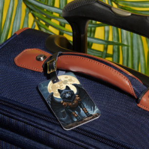 Guardian of the Moon – The Black Winged Wolf Luggage Tag