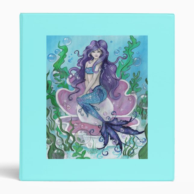 "Guardian of the Pearl" cute mermaid art BINDER (Front)