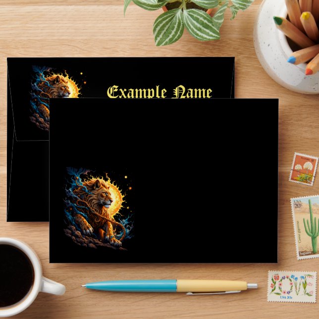 Guardian of the Solar Threshold – Lion of Balance  Envelope (Desk)