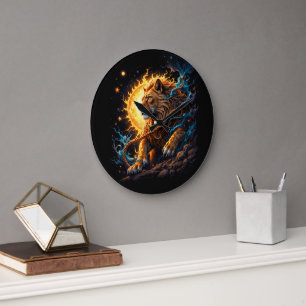 Guardian of the Solar Threshold – Lion of Balance Large Clock