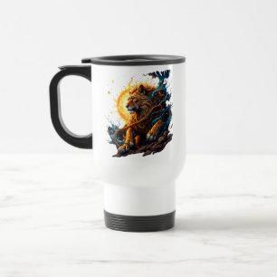 Guardian of the Solar Threshold – Lion of Balance Travel Mug