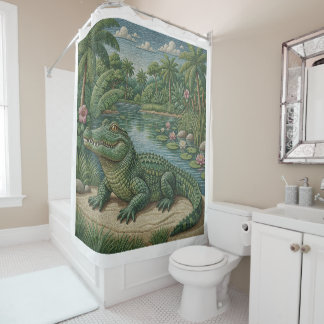 Guardian of the Wetlands: Embroidered Crocodile