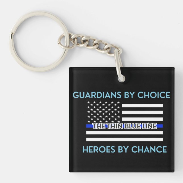 Guardians by Choice Thin Blue Line Keychain (Front)