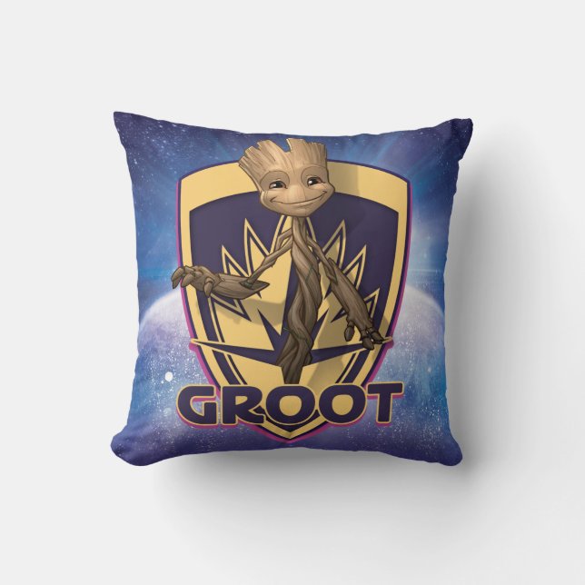Guardians of the Galaxy | Baby Groot Crest Throw Pillow (Front)