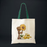 Guardians of the Galaxy | Baby Groot & Daisy Tote Bag<br><div class="desc">Check out Baby Groot standing next to a yellow daisy,  holding onto the stem. Personalize your Baby Groot gear by clicking the customize button to get started! Add your own caption or name by adding text,  or resize the image to focus on your favorite part!</div>