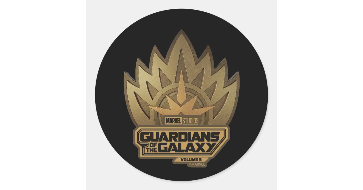 Guardians of the Galaxy Golden Insignia Classic Round Sticker | Zazzle