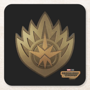 Guardians of the Galaxy Golden Insignia Square Paper Coaster