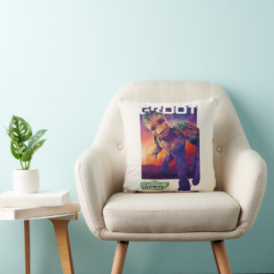 Guardians of the Galaxy Groot Character Poster Throw Pillow