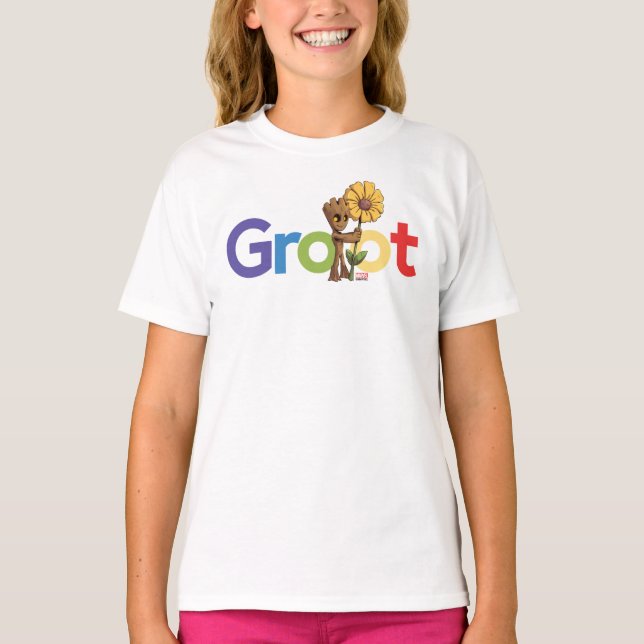Guardians of the Galaxy | Groot Name Flower T-Shirt (Front)