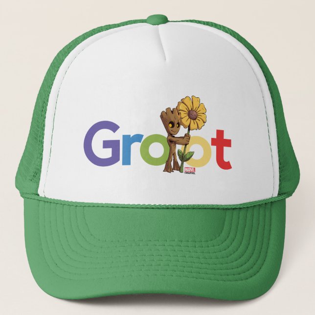 Guardians of the Galaxy | Groot Name Flower Trucker Hat (Front)