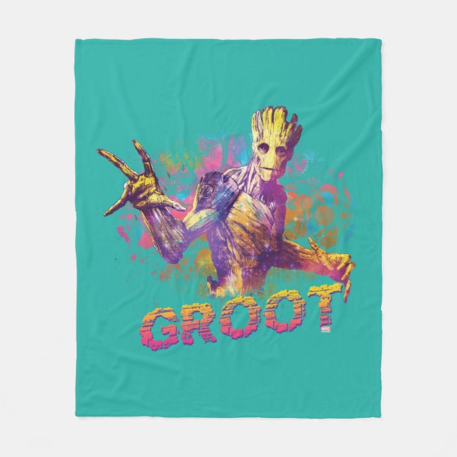 Guardians of the Galaxy | Groot Neon Graphic Fleece Blanket (Front)