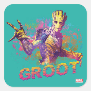 Guardians of the Galaxy   Groot Neon Graphic Square Sticker