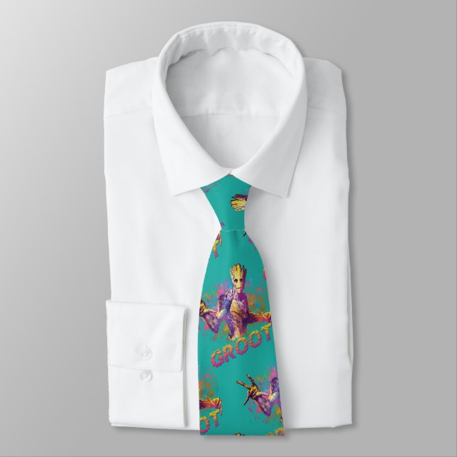 Guardians of the Galaxy | Groot Neon Graphic Tie (Tied)