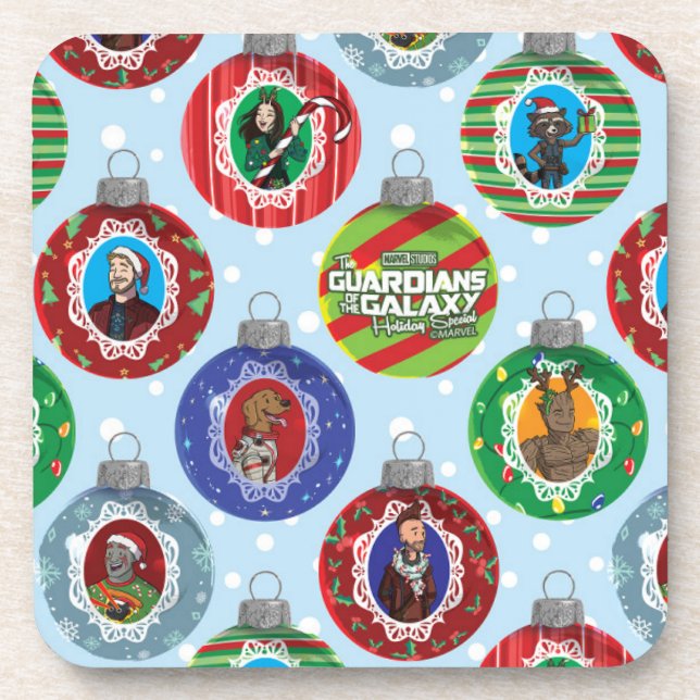 Guardians of the Galaxy Holiday Bauble Pattern Coaster (Front)