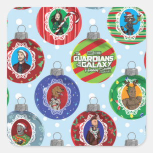 Guardians of the Galaxy Holiday Bauble Pattern Square Sticker