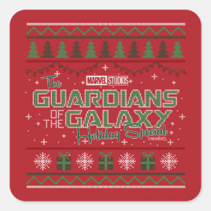 Guardians of the Galaxy Holiday Cross Stitch Square Sticker