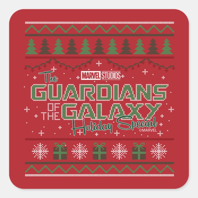 Guardians of the Galaxy Holiday Cross Stitch Square Sticker (Front)