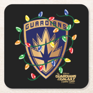 Guardians of the Galaxy Holiday Logo & Lights Square Paper Coaster