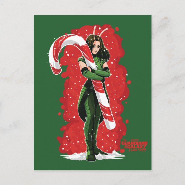 Guardians of the Galaxy Holiday Mantis Candy Cane Postcard (Front)