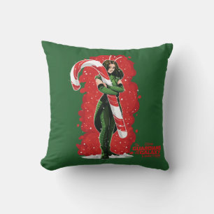 Guardians of the Galaxy Holiday Mantis Candy Cane Throw Pillow